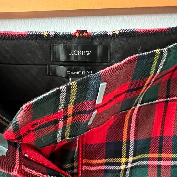 J. Crew Cameron Tartan Slim Leg Trousers Plaid 2 Way Stretch Wool Cropped - Picture 8 of 9